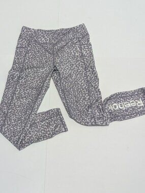 Reebok Women's Grey & White Animal Print Leggings with Pockets Size XL 14/16